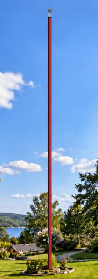 Signal Red pārvalks uz karoga masta: Māja ar dārzu